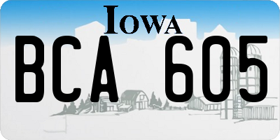 IA license plate BCA605