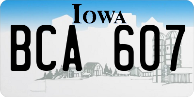 IA license plate BCA607