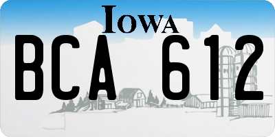 IA license plate BCA612