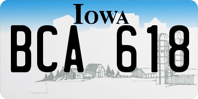 IA license plate BCA618