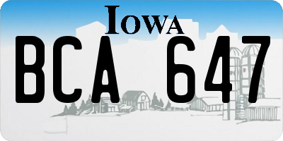 IA license plate BCA647