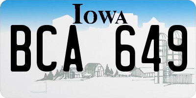 IA license plate BCA649