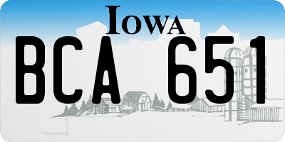 IA license plate BCA651