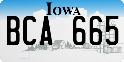 IA license plate BCA665