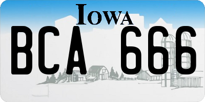 IA license plate BCA666