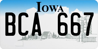 IA license plate BCA667