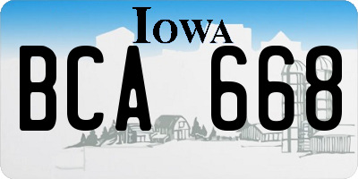 IA license plate BCA668