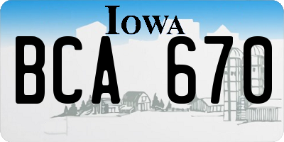 IA license plate BCA670
