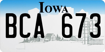 IA license plate BCA673