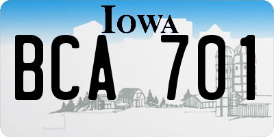 IA license plate BCA701