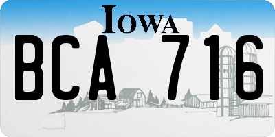IA license plate BCA716