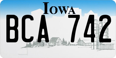 IA license plate BCA742