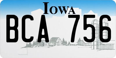 IA license plate BCA756