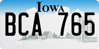 IA license plate BCA765
