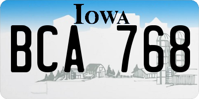IA license plate BCA768