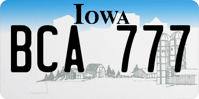 IA license plate BCA777