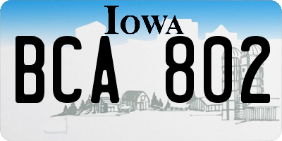 IA license plate BCA802
