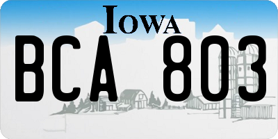 IA license plate BCA803