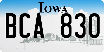 IA license plate BCA830
