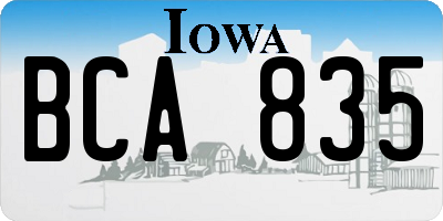 IA license plate BCA835