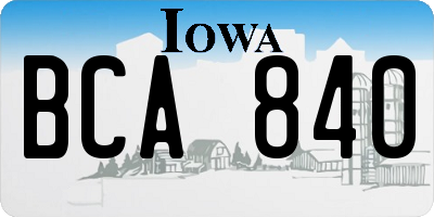 IA license plate BCA840