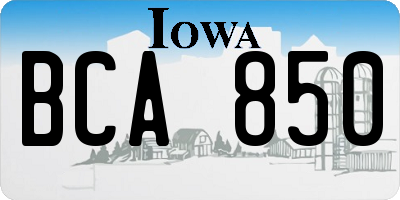 IA license plate BCA850