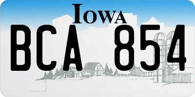 IA license plate BCA854