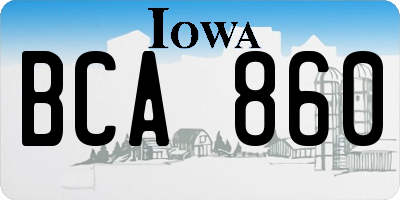 IA license plate BCA860