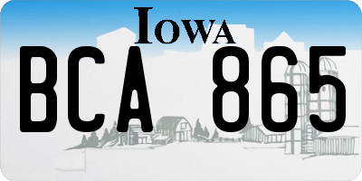 IA license plate BCA865