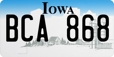 IA license plate BCA868