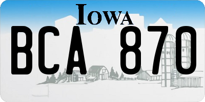 IA license plate BCA870