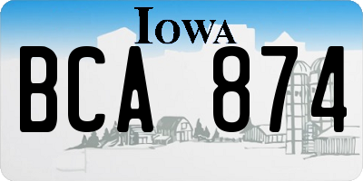 IA license plate BCA874