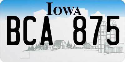 IA license plate BCA875