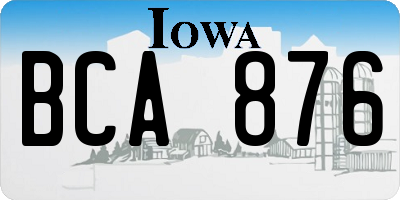 IA license plate BCA876