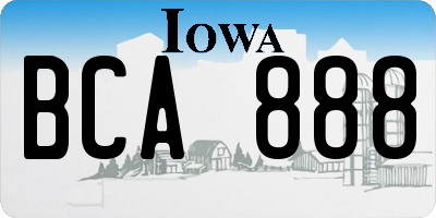 IA license plate BCA888