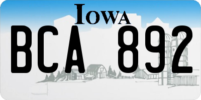 IA license plate BCA892