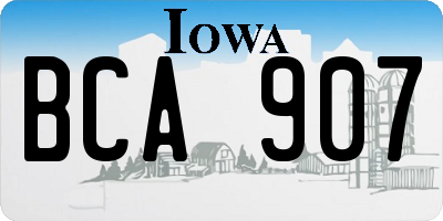 IA license plate BCA907