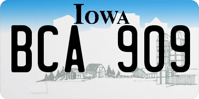 IA license plate BCA909