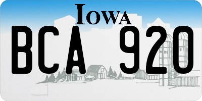 IA license plate BCA920