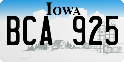 IA license plate BCA925