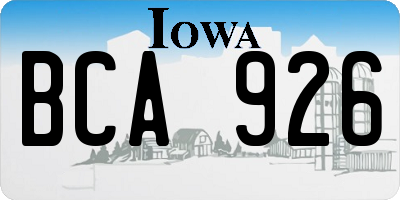 IA license plate BCA926