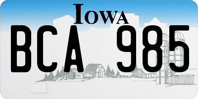 IA license plate BCA985