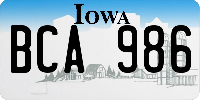 IA license plate BCA986