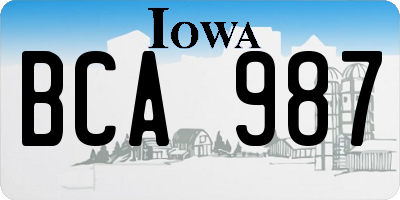 IA license plate BCA987