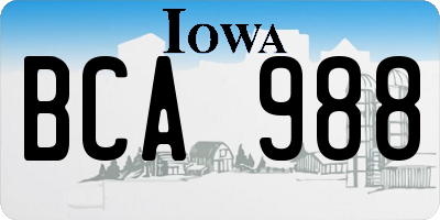 IA license plate BCA988