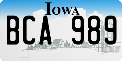 IA license plate BCA989