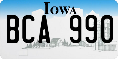 IA license plate BCA990