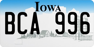 IA license plate BCA996