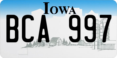 IA license plate BCA997