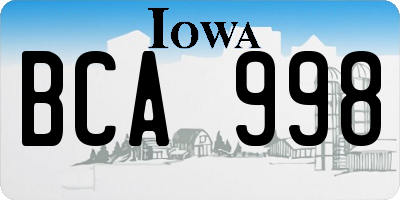 IA license plate BCA998